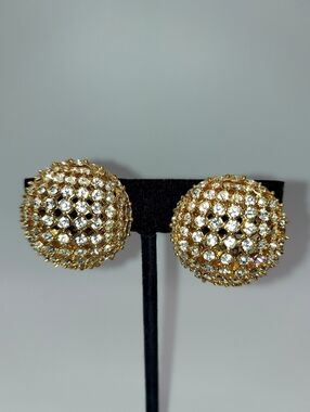 St. John Vintage 18k Gold-Plated Clip On Earrings With Austrian Rhinestones.VGVC